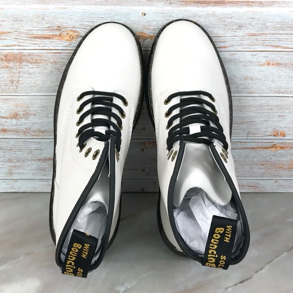 NEW Dr Martens Zavala Combat Boots White Leather - Picture 6 of 9